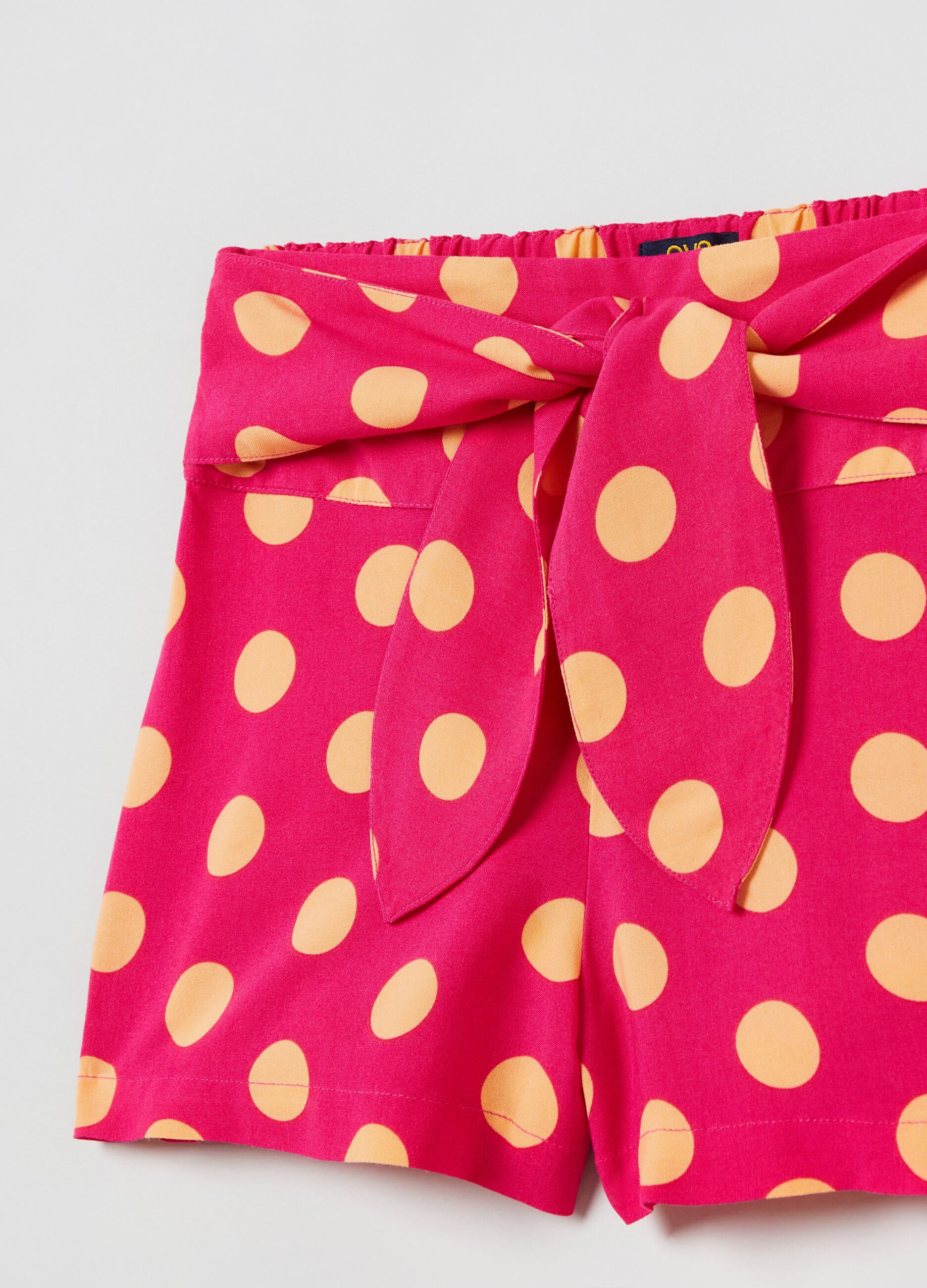 Shorts con fiocco e stampa polka dots_2
