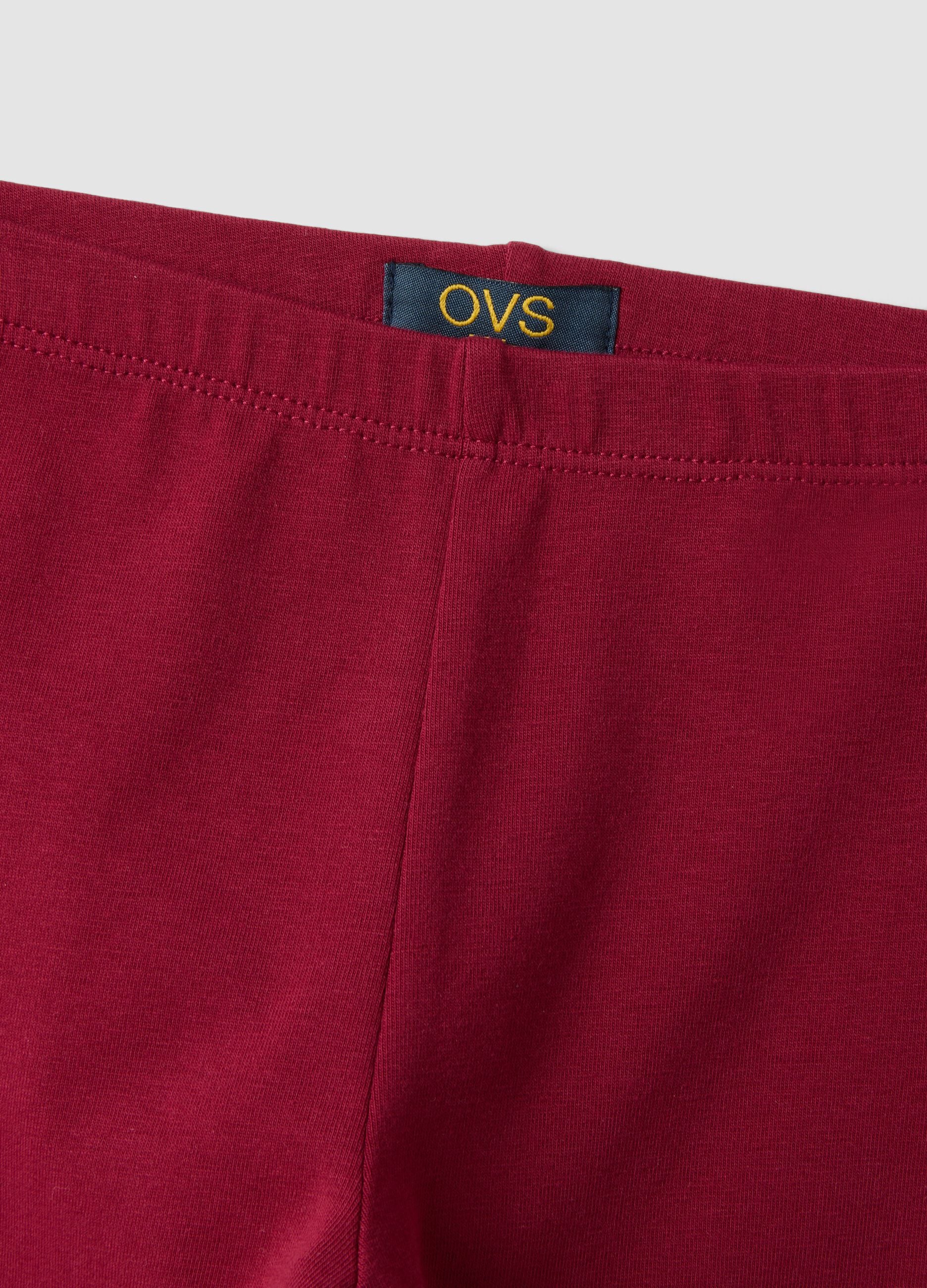 Red skinny stretch organic cotton leggings for girls
