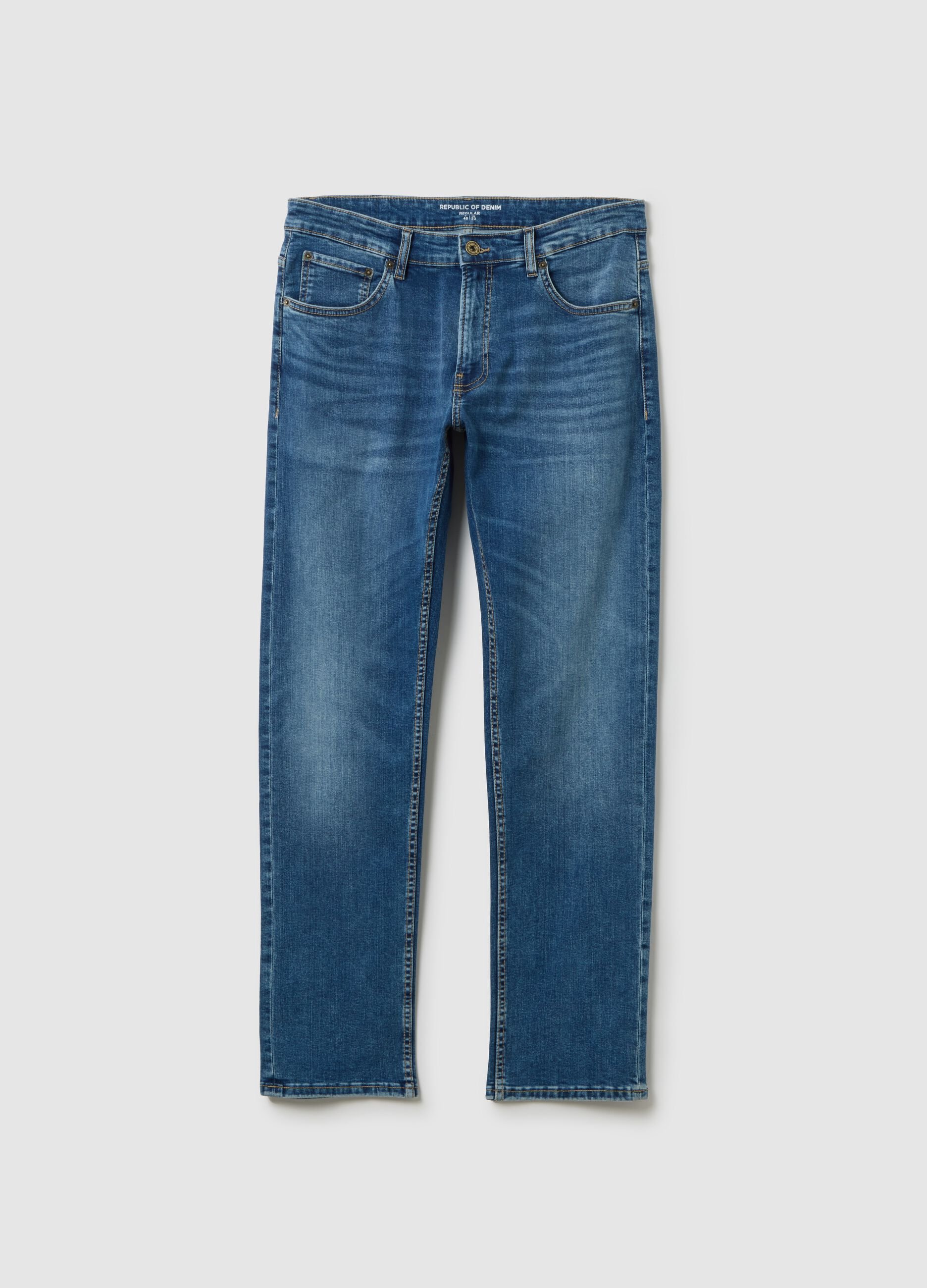 Blue stretch denim jeans regular fit