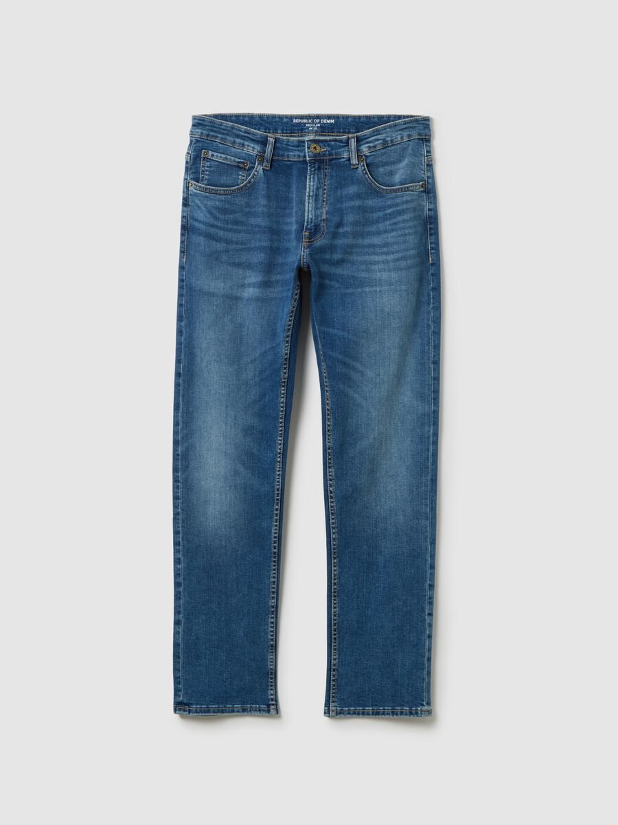 Blue stretch denim jeans regular fit_4