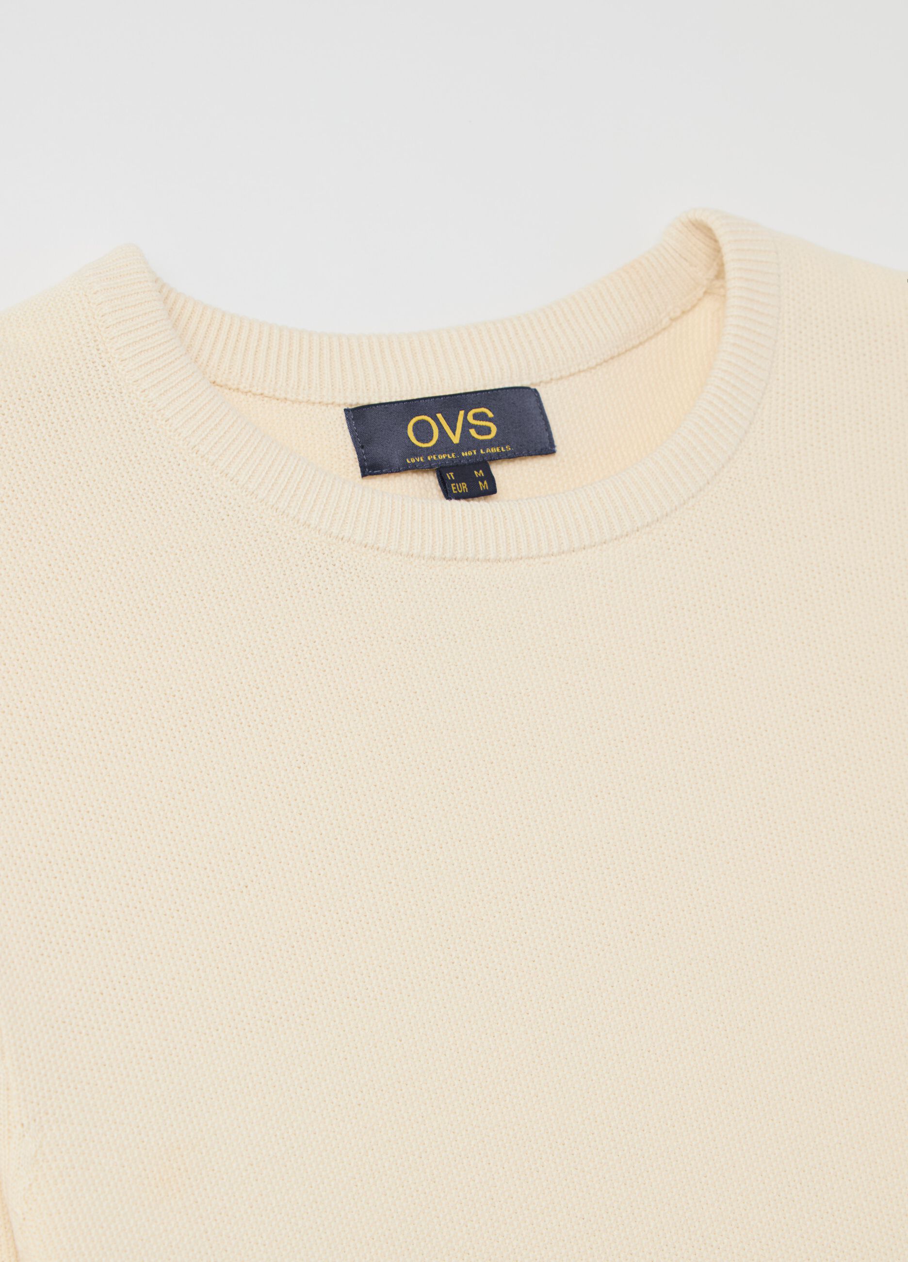 Pullover in cotone con micro trama