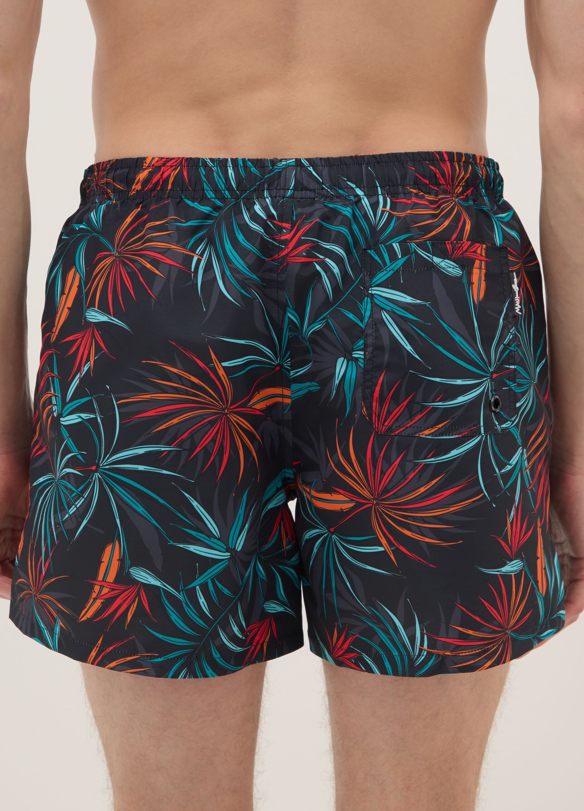 Multicolour tropical print swim shorts