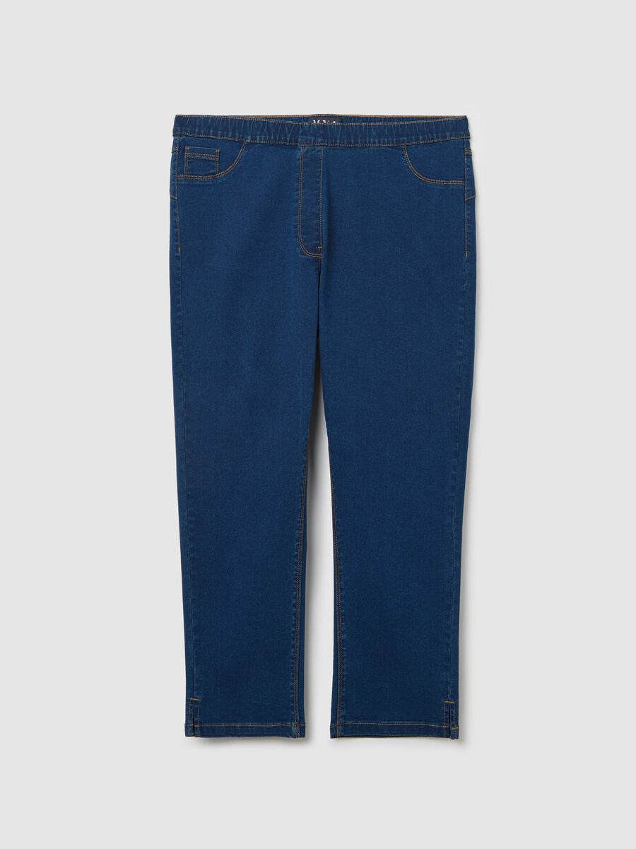 Women’s blue slim-fit jeans in mixed cotton blend_4