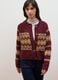 Red crew-neck jacquard wool-blend cardigan, regular fit_2