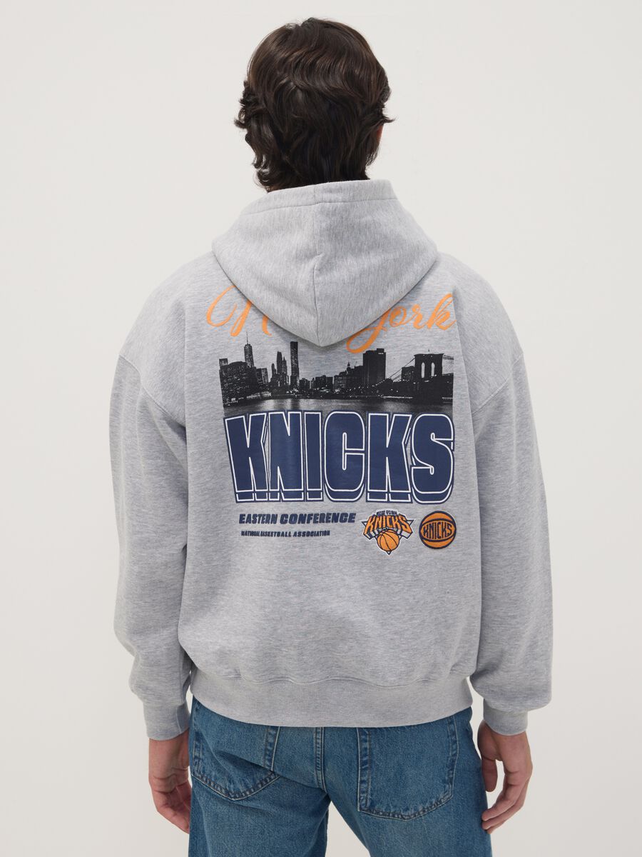 Grey cotton-blend hoodie with Knicks print_2