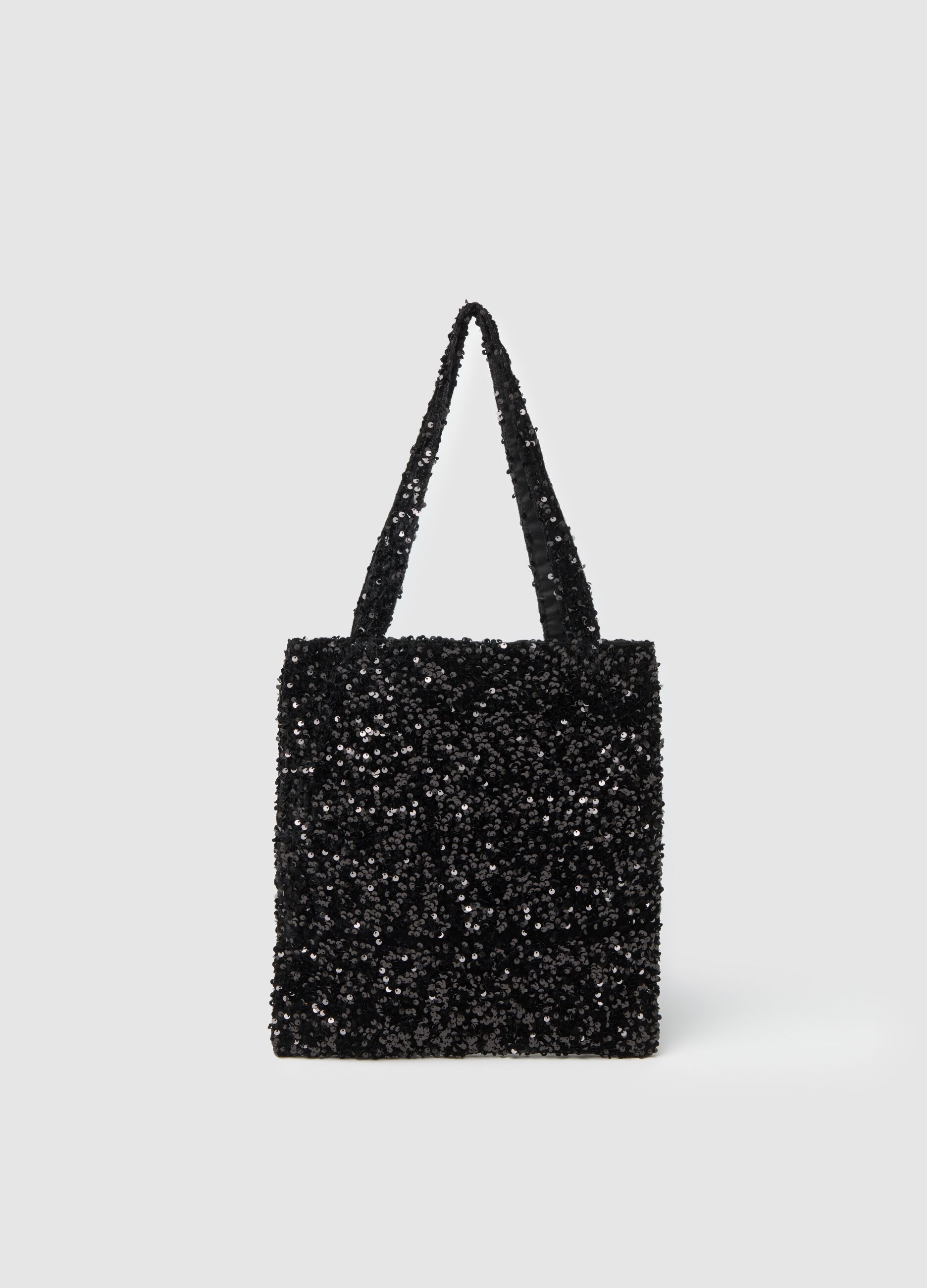 Black shopper bag with sequins