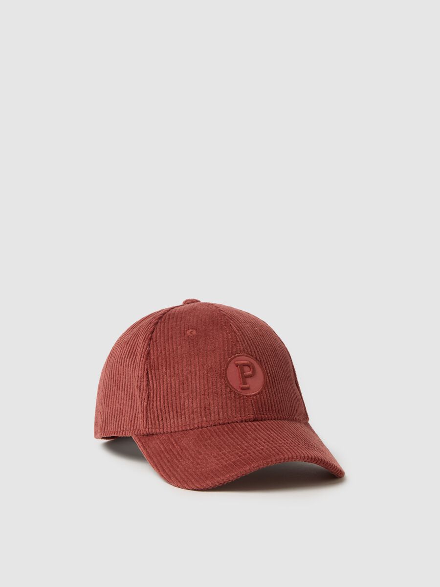 Cappello rosso in puro cotone e velluto a coste_0