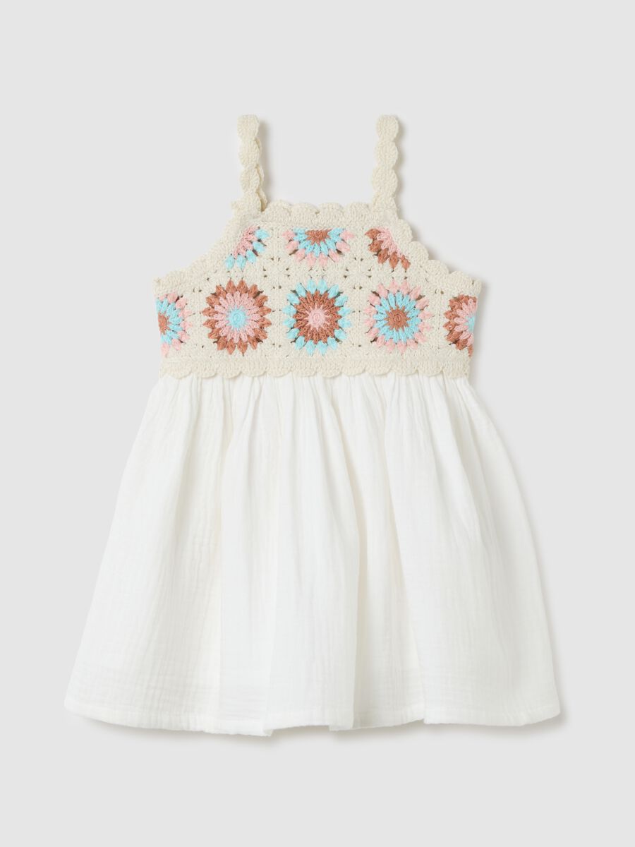 Girls' dress in pure multicolour cotton, regular fit_0