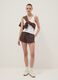 Regular-fit brown cotton-blend shorts with drawstring_0