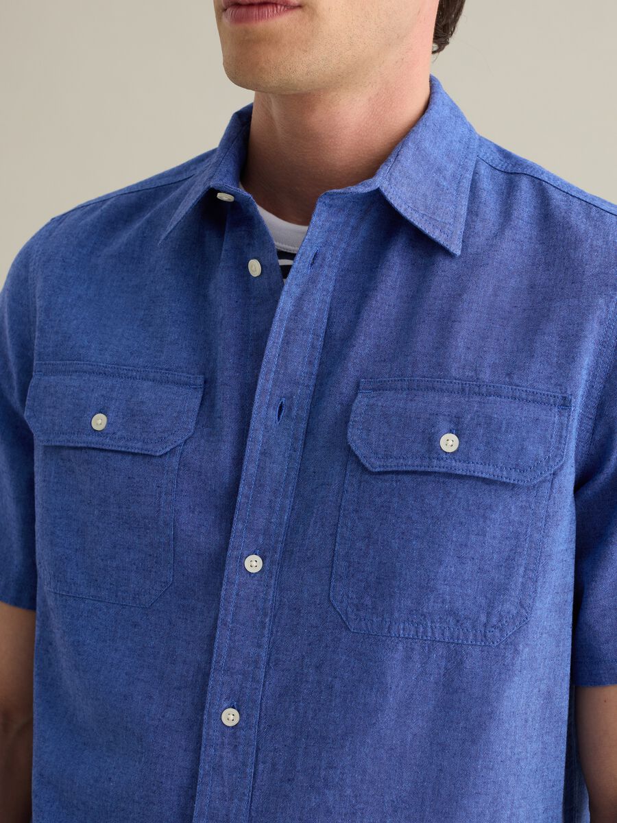 Blue cotton and linen shirt_2
