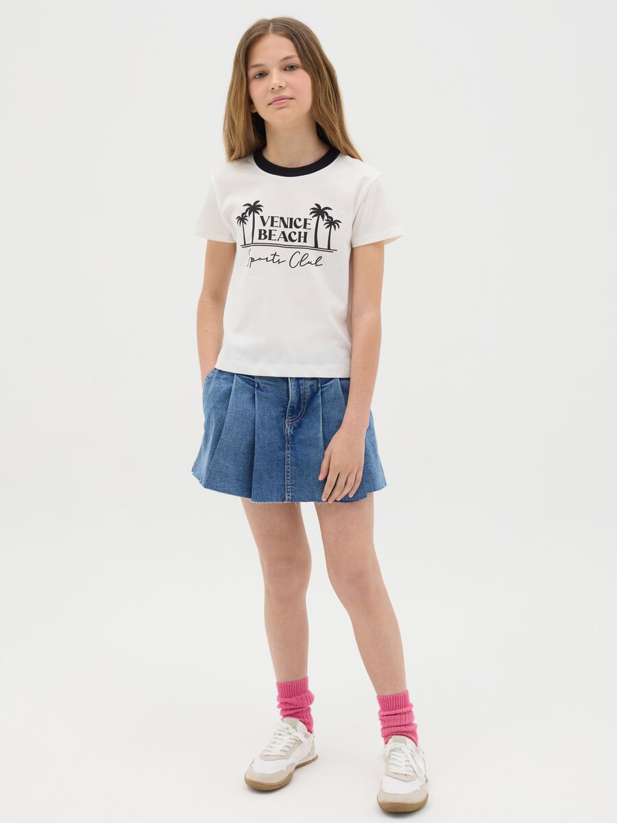 Skorts a pieghe in denim_1