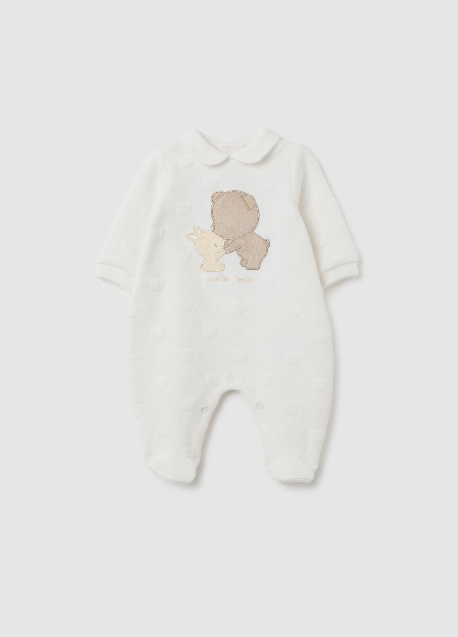 Tutina da neonato in misto cotone bianca