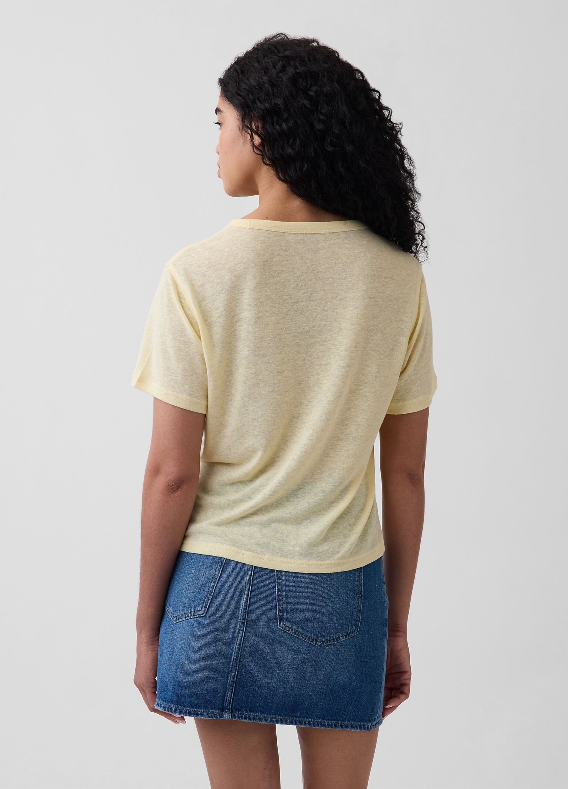 Short-sleeve linen-blend T-shirt