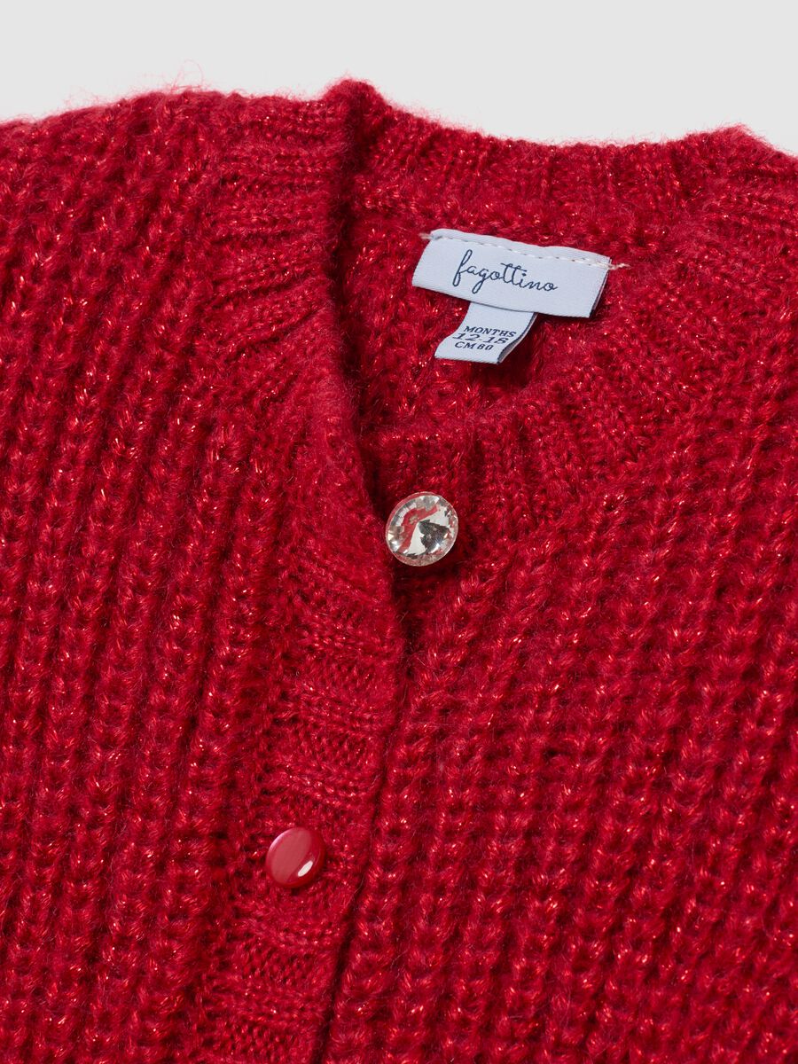Red knitted cardigan for girls regular fit_2