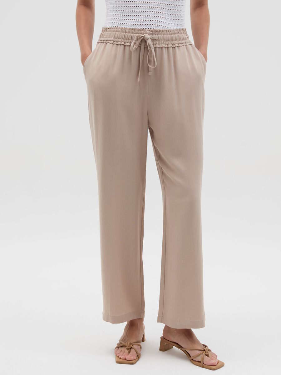 Jogger trousers in viscose with drawstring_1