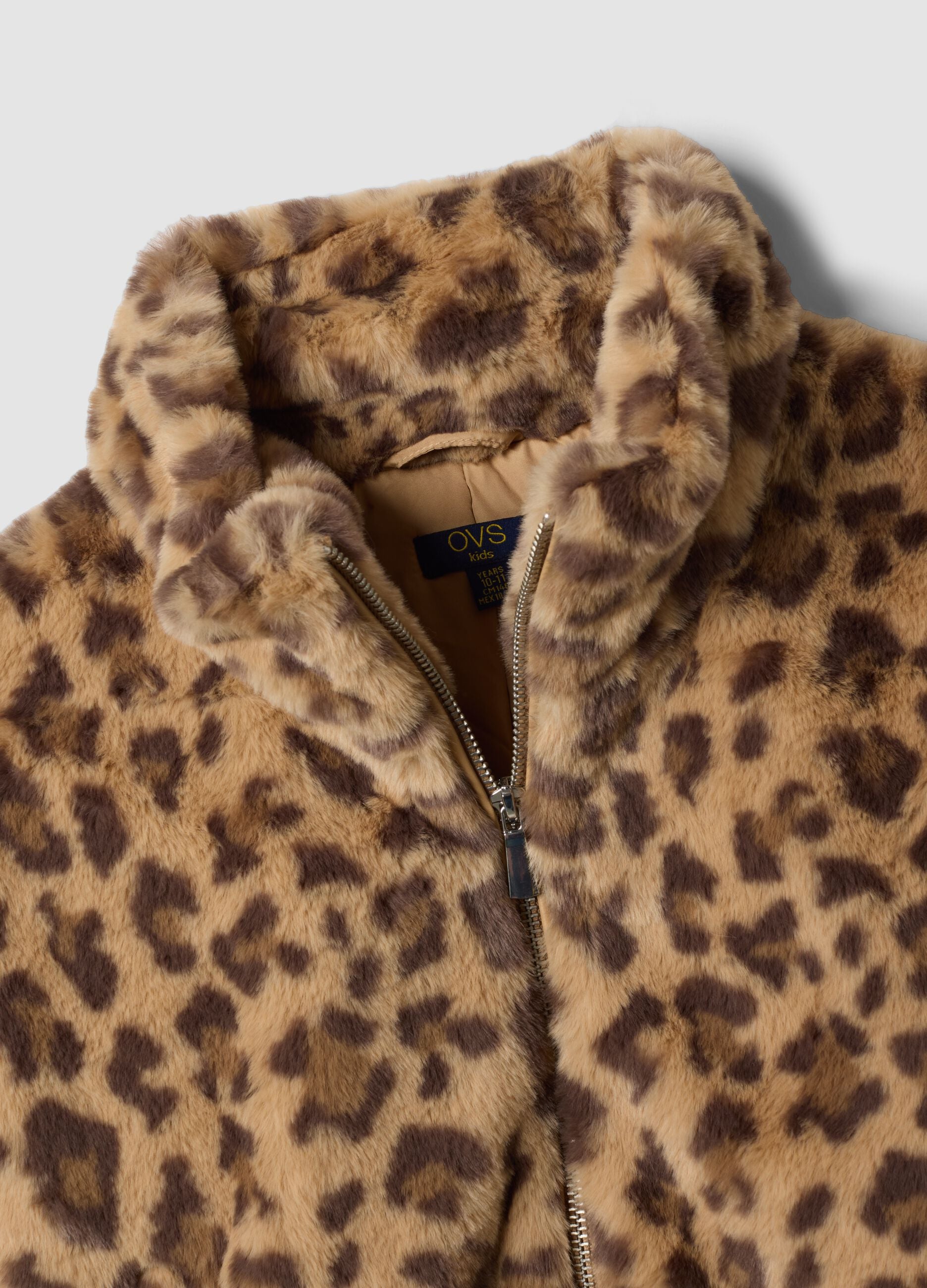 Padded animal print jacket with zip, regular fit