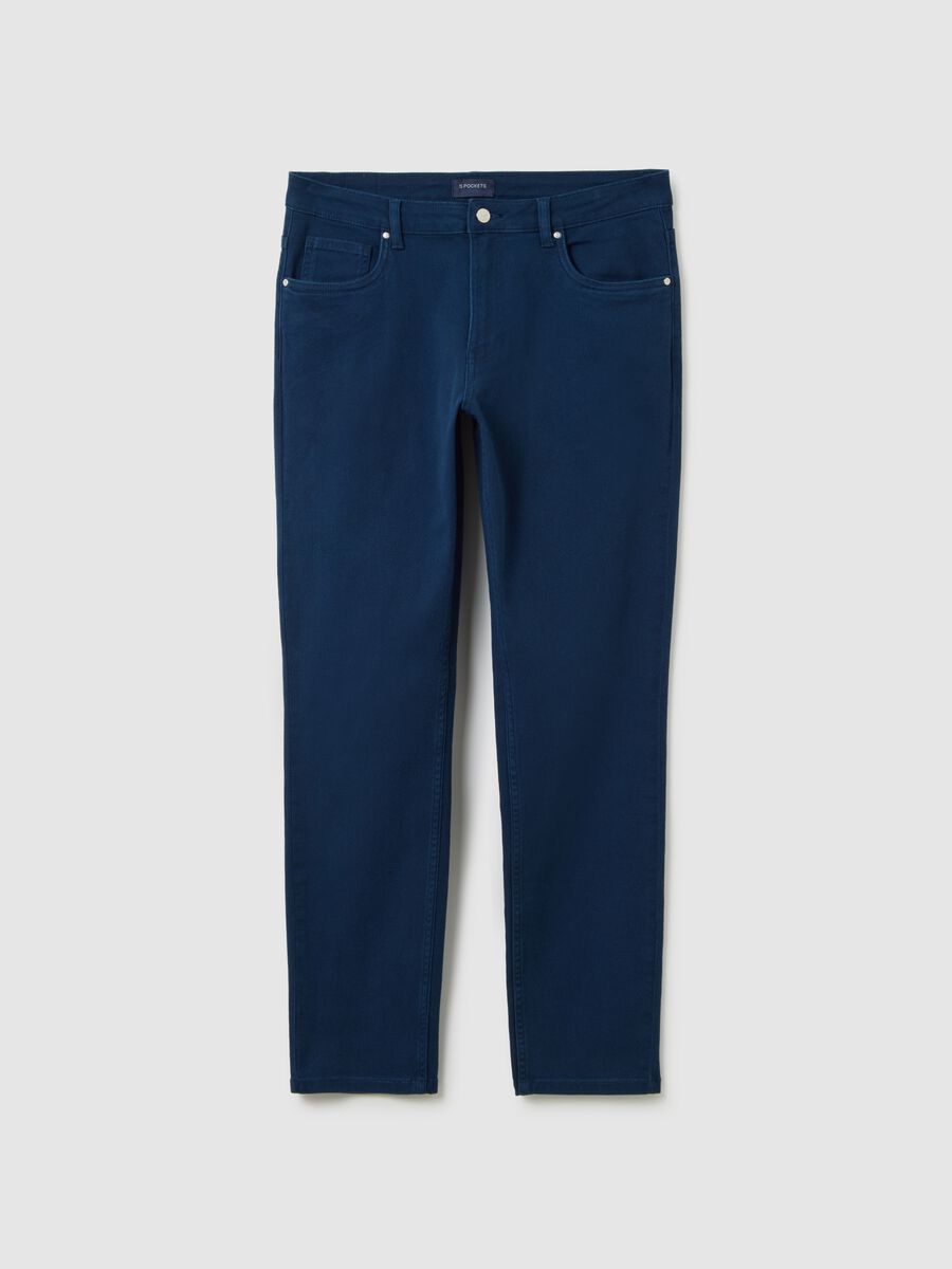 Slim fit blue stretch cotton trousers_4