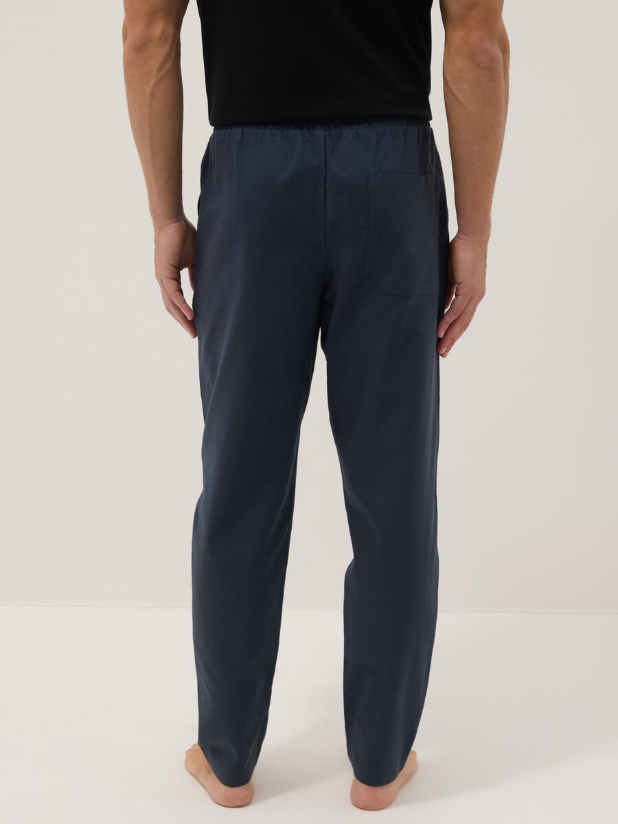 Green cotton-linen blend pyjama trousers, relaxed fit_2