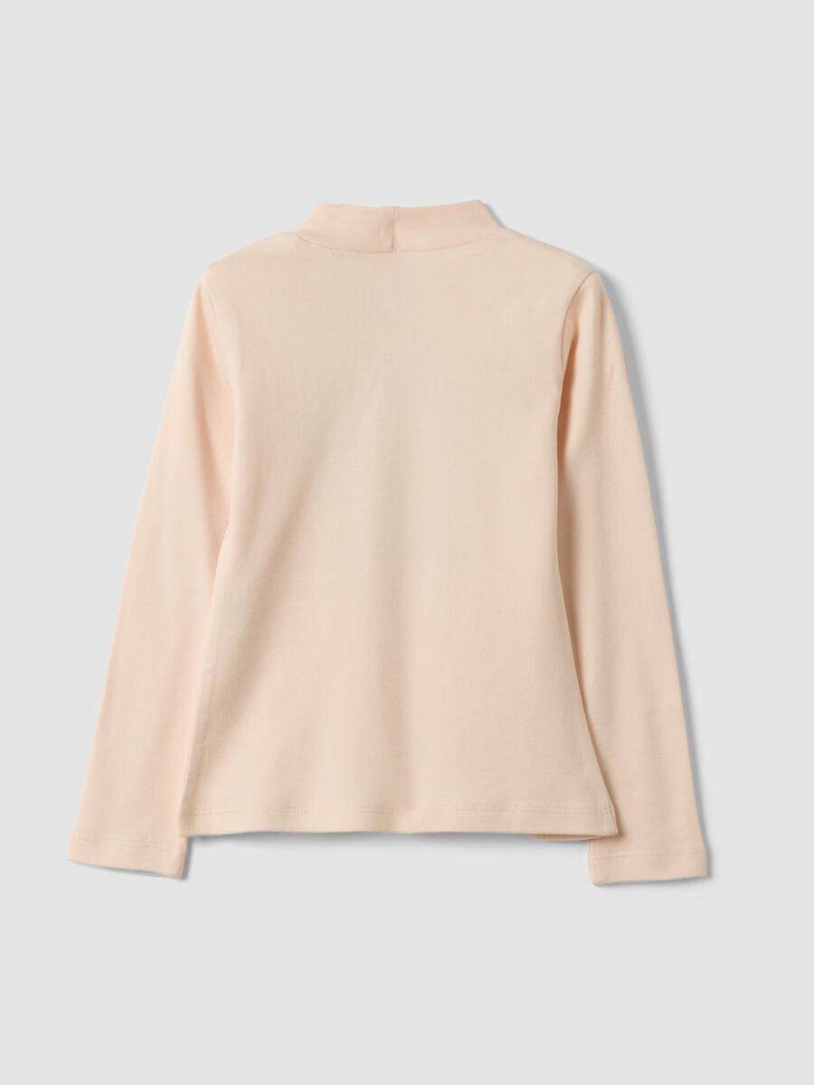 T-shirt rosa con collo rialzato in puro cotone organico_1