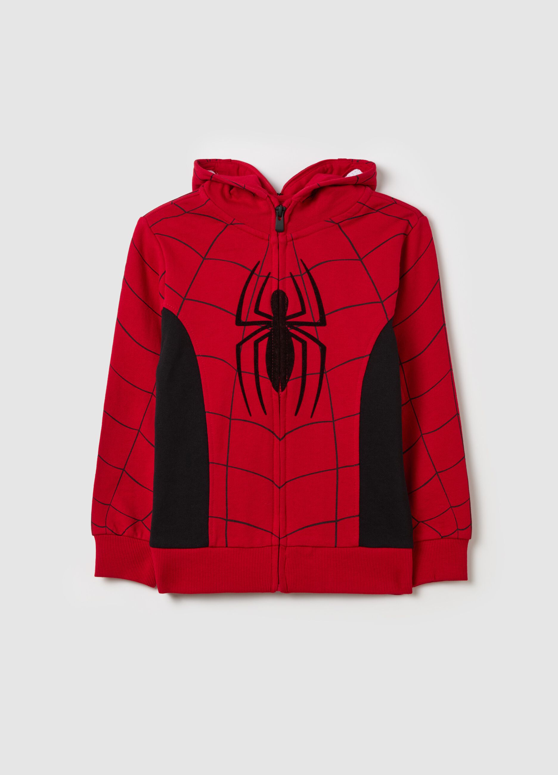 Full-zip sweatshirt in fleece with Spider-Man print