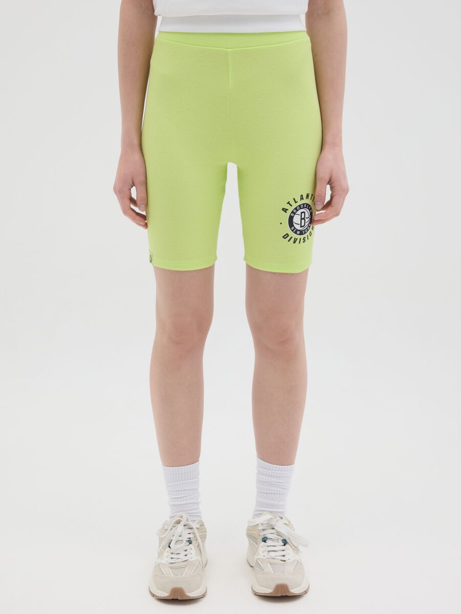 Green cycle shorts with Brooklyn New York Atlantic Division print_1