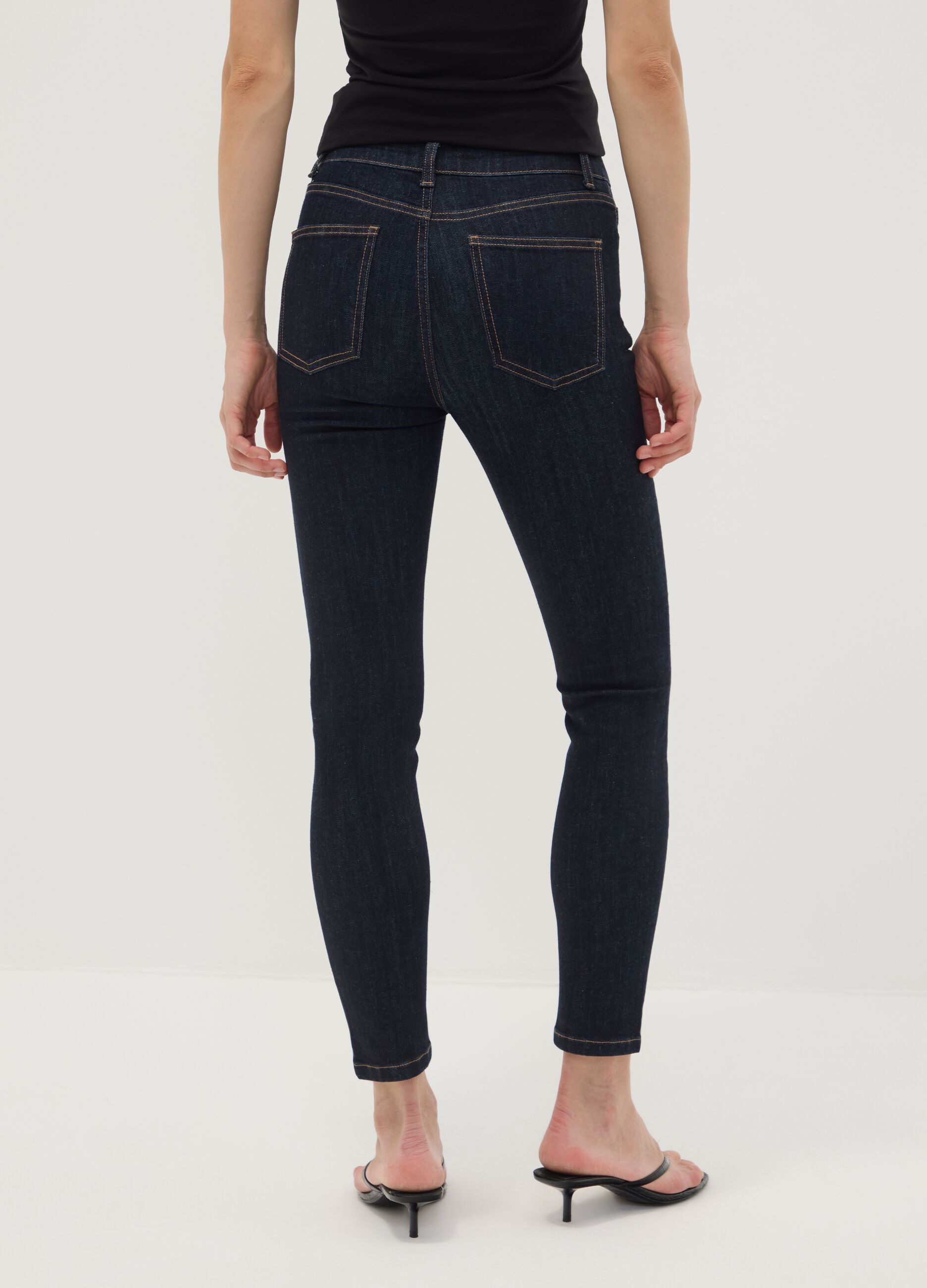 Blue denim skinny-fit jeans in stretch cotton