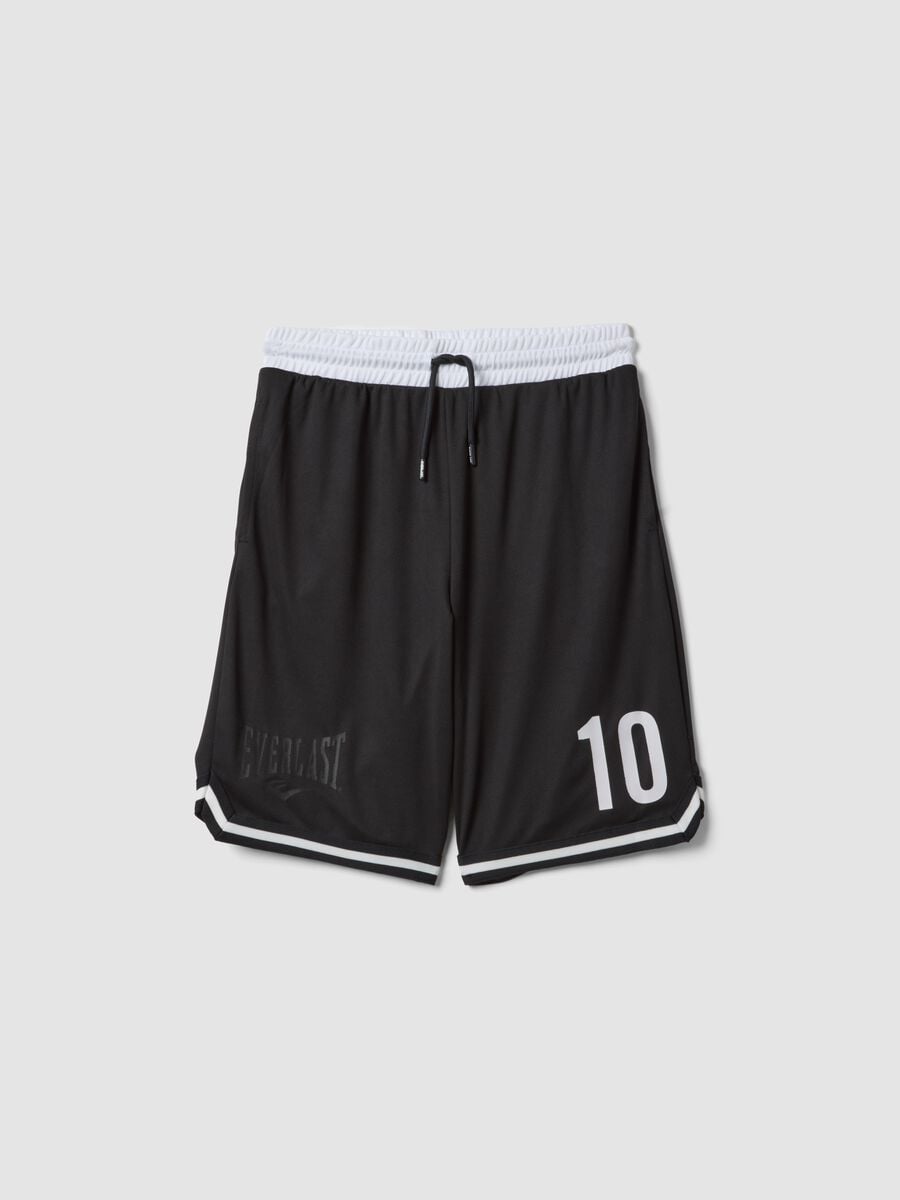 Black boys' shorts with elasticated waistband, comfort fit_0