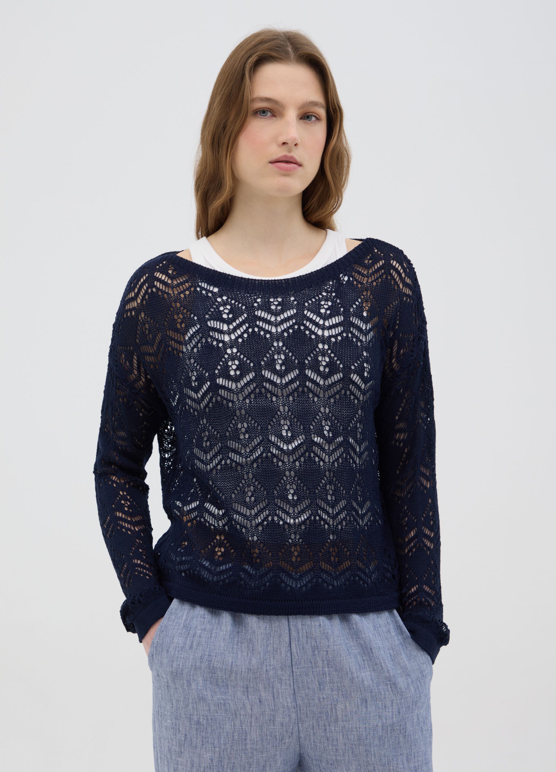 Women's Blue Regular Fit Jumper