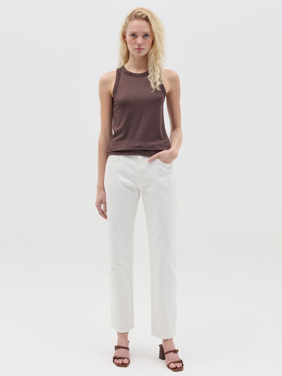 Tank top in lurex marrone_1