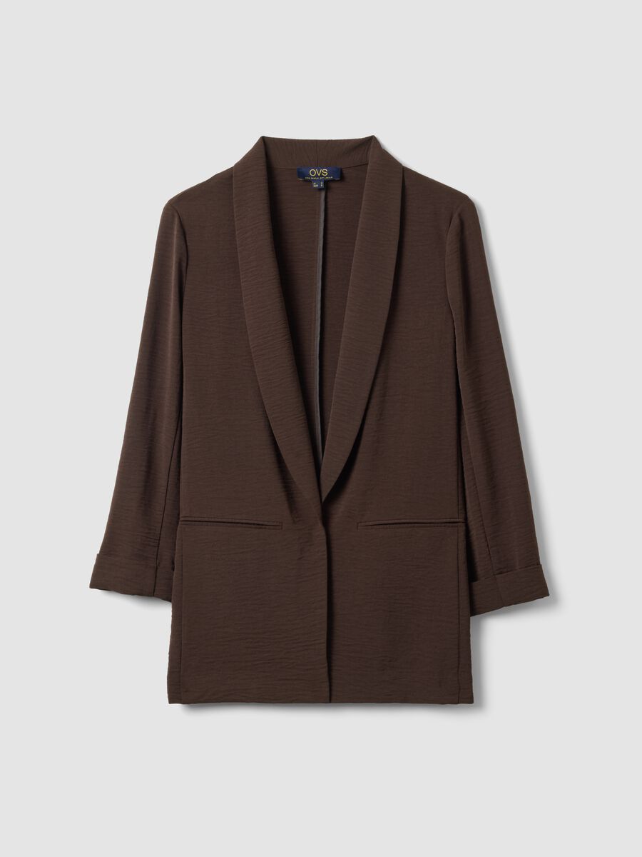 Brown buttonless regular-fit blazer_4