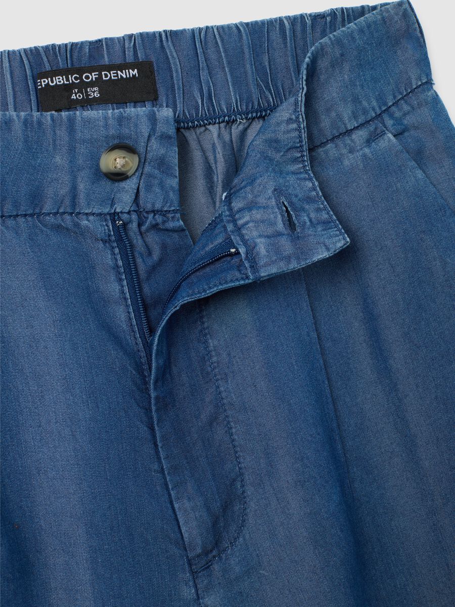 Women's Regular Fit Lyocell Blue Shorts_1