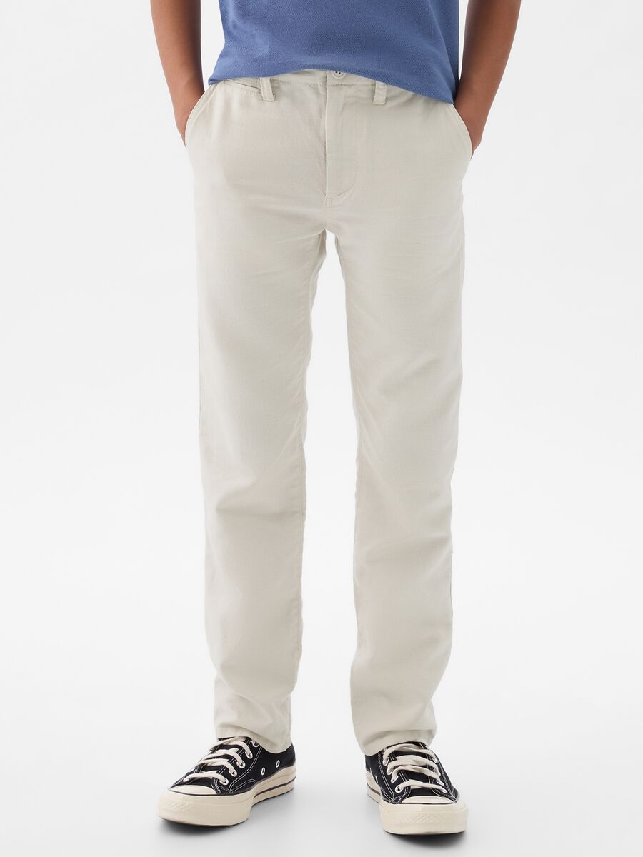 Chino trousers in linen and cotton_1