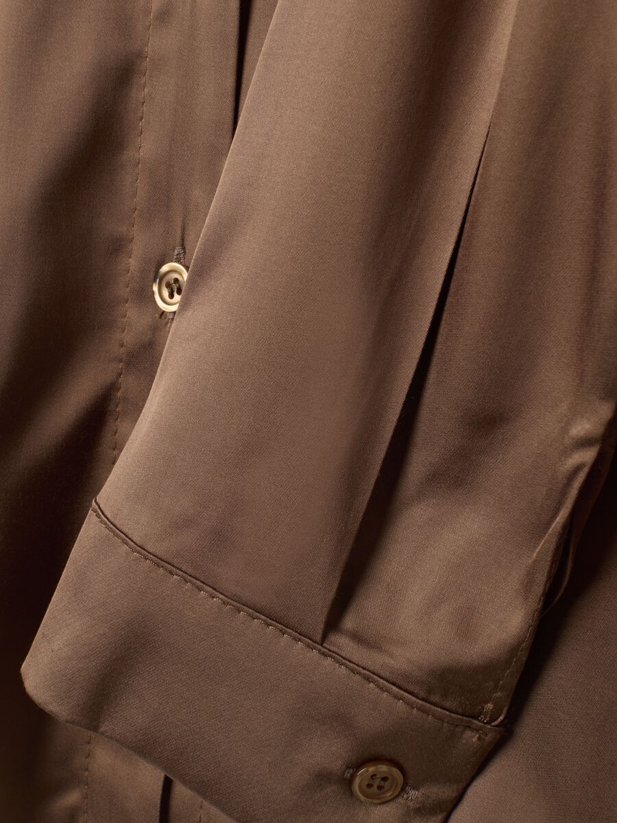 Brown stretch viscose shacket, regular fit_1