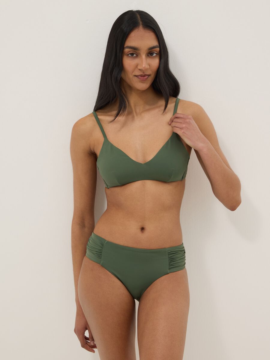 Green stretch swim briefs with side ruching_0