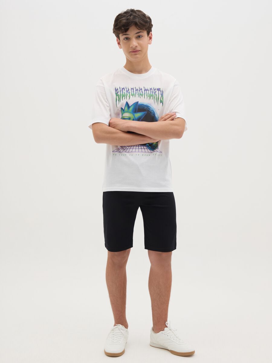 Boy's black cotton regular fit shorts_0