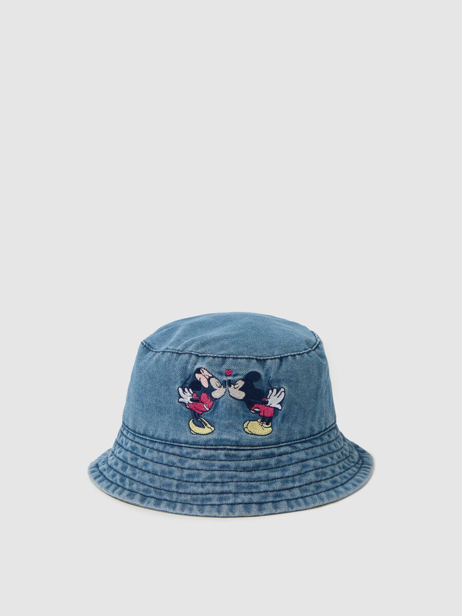 Denim hat with Minnie and Mickey Mouse embroidery_0