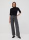 Grey pure cotton wide-leg high-waisted denim jeans_0