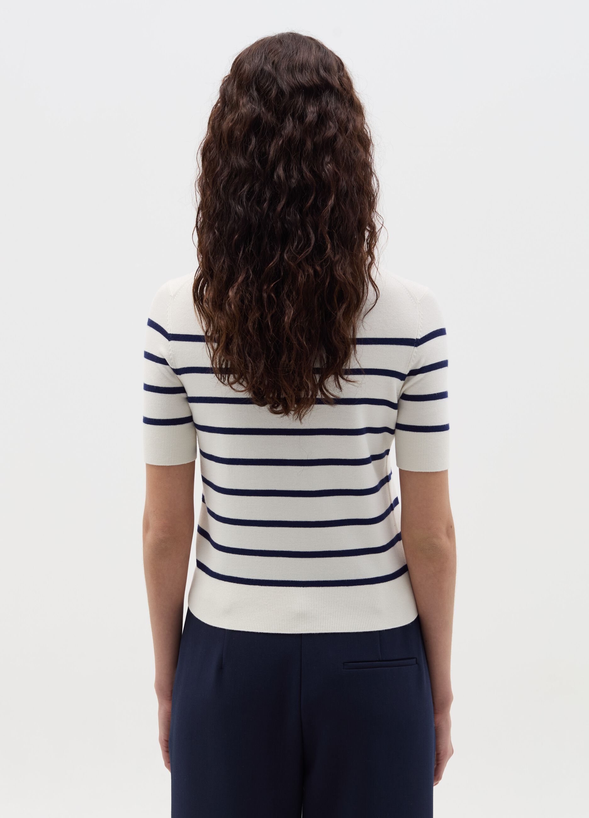 Short-sleeved top with striped design