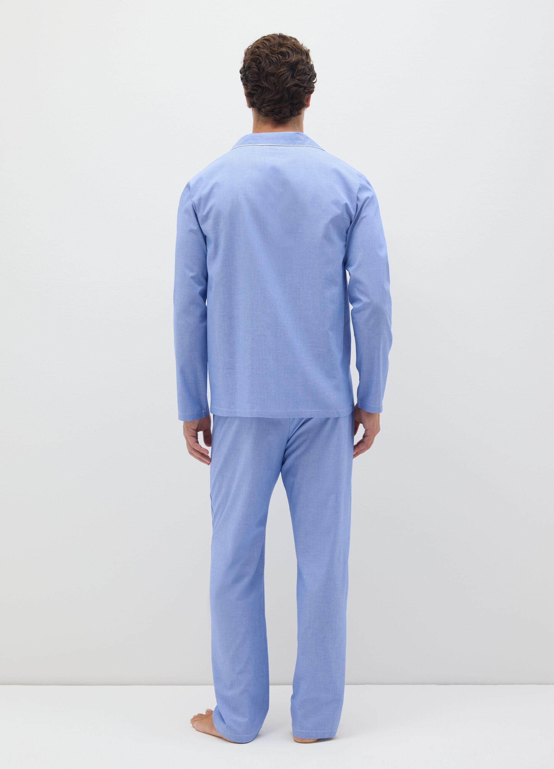 Pigiama in puro cotone azzurro regular fit