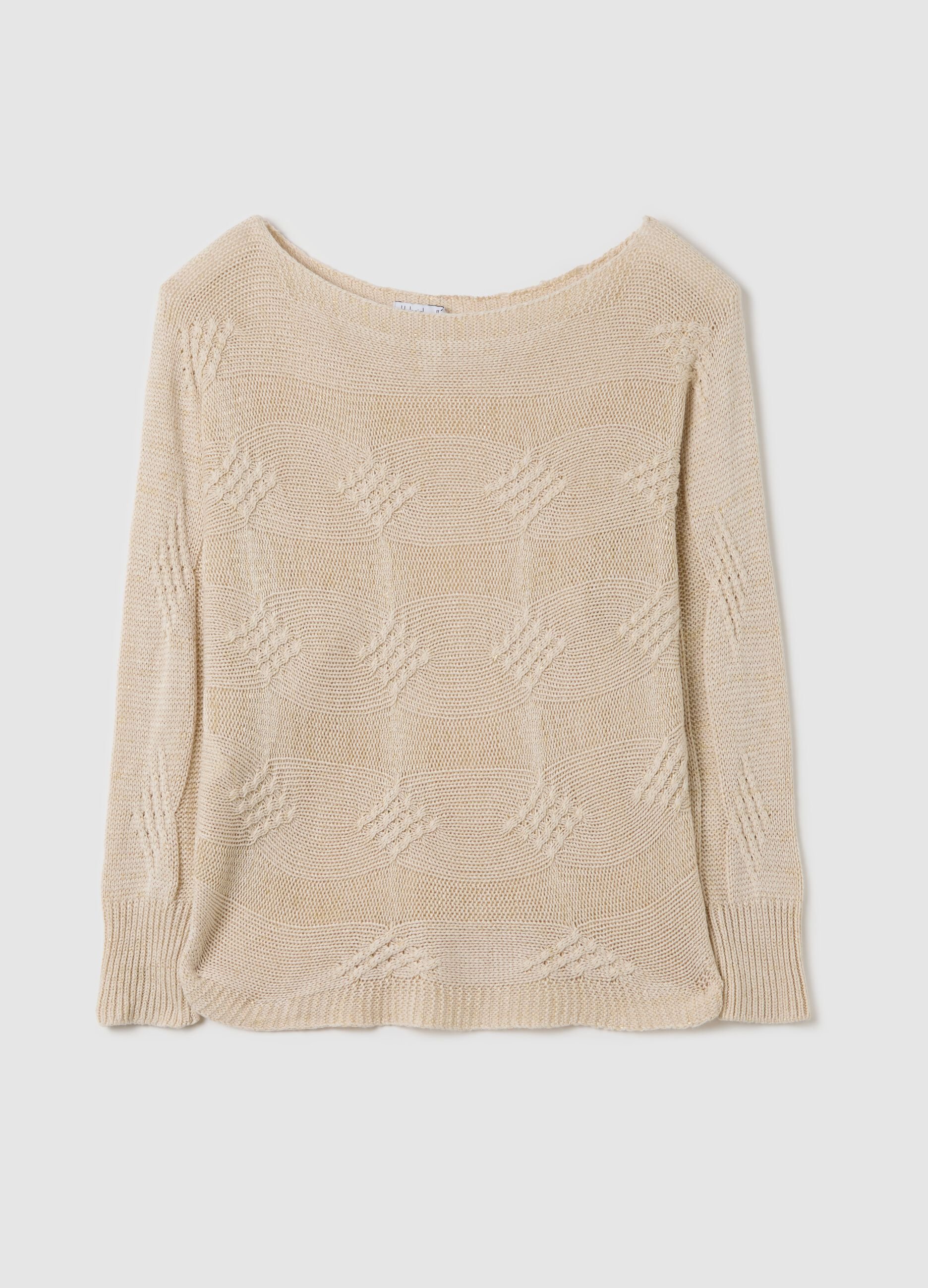 Beige long-sleeved top with design