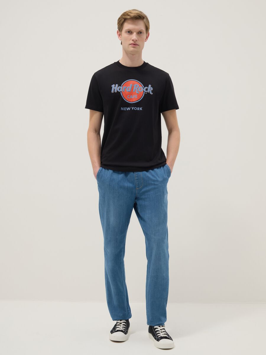 Black pure cotton regular fit T-shirt with Hard Rock Cafe logo_1