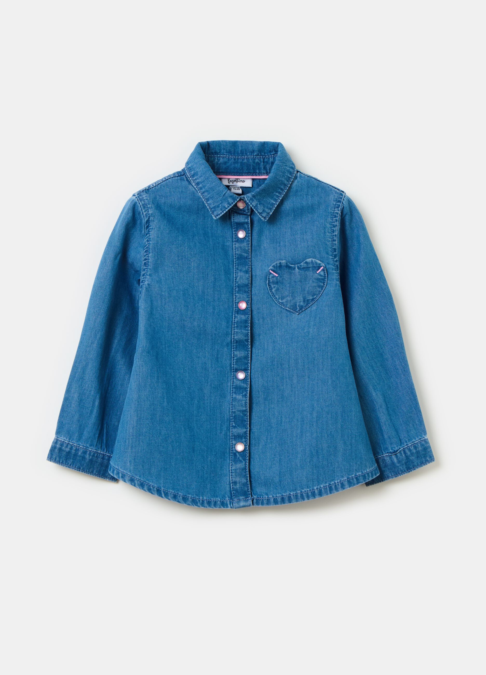 Denim shirt with heart pocket