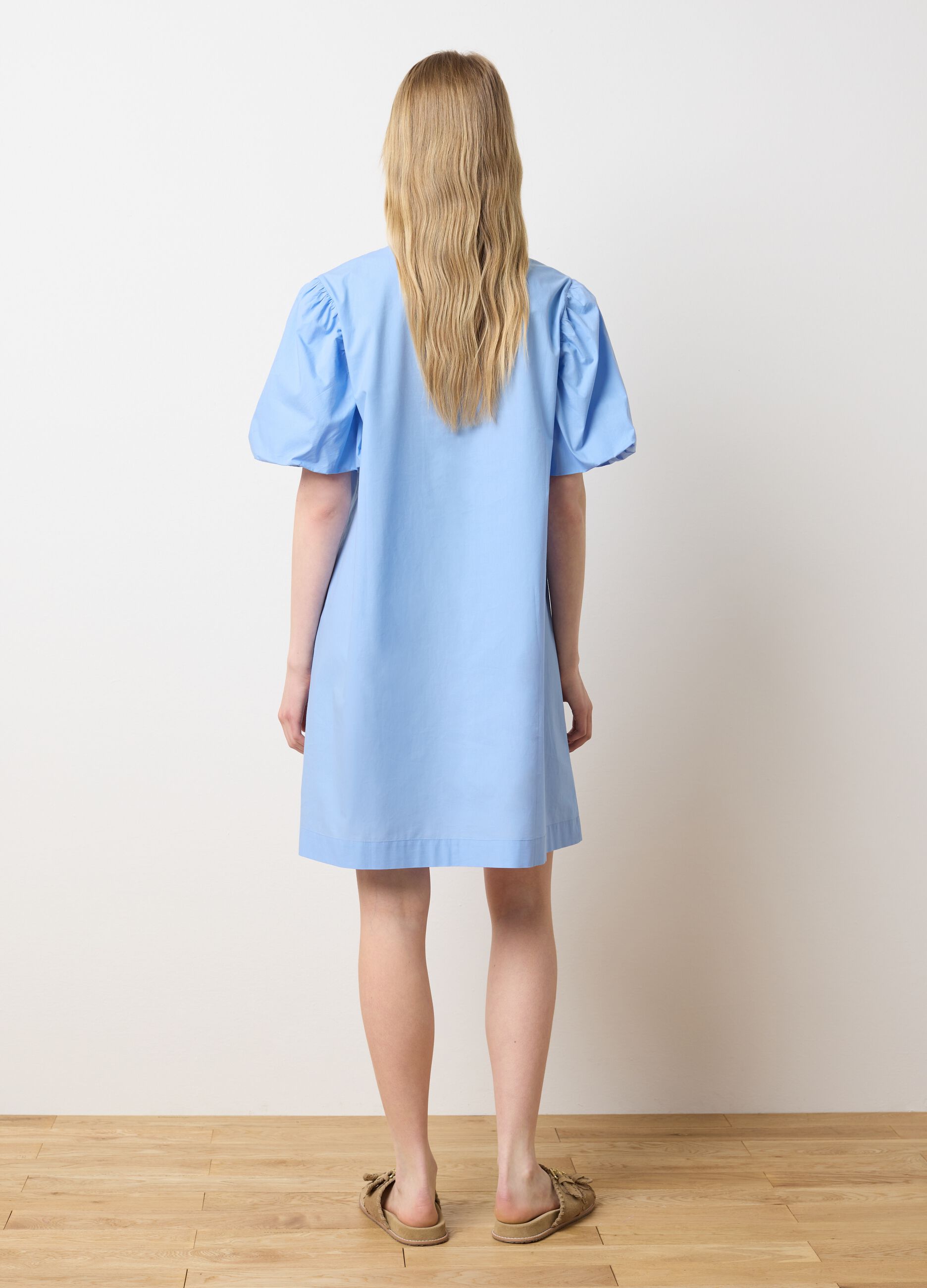 Abito da donna in puro cotone azzurro regular fit