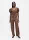 Brown Leopard Print Cotton Trousers_0
