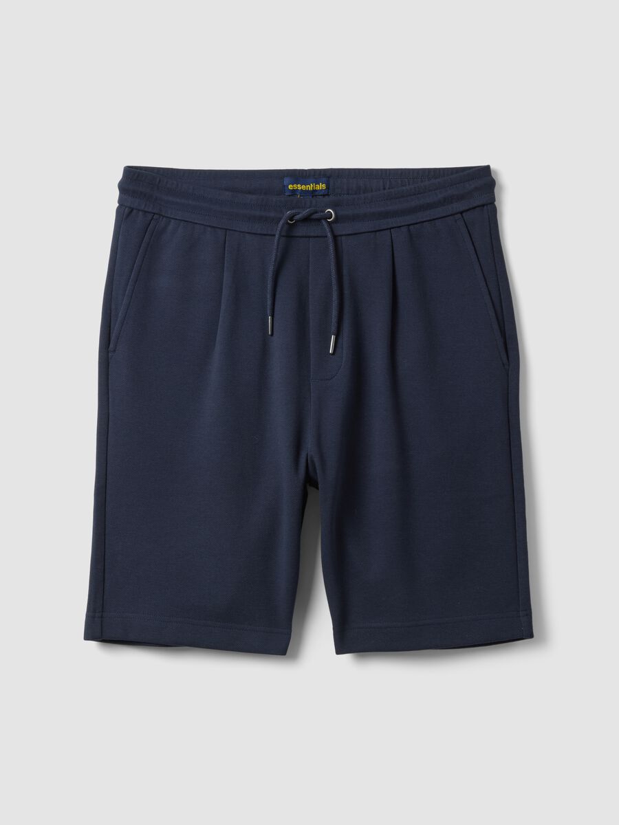 Blue pure cotton shorts with elasticated waist, regular fit_4