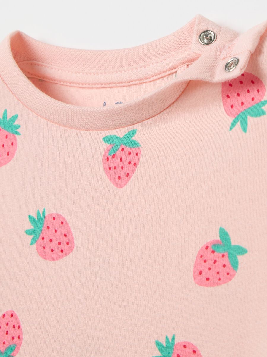 Pink organic cotton pyjamas with strawberries print_2
