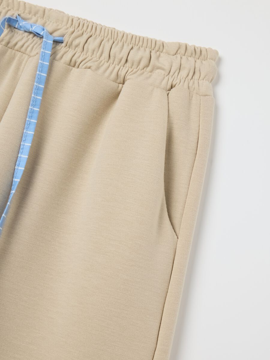 Beige palazzo trousers with drawstring_5