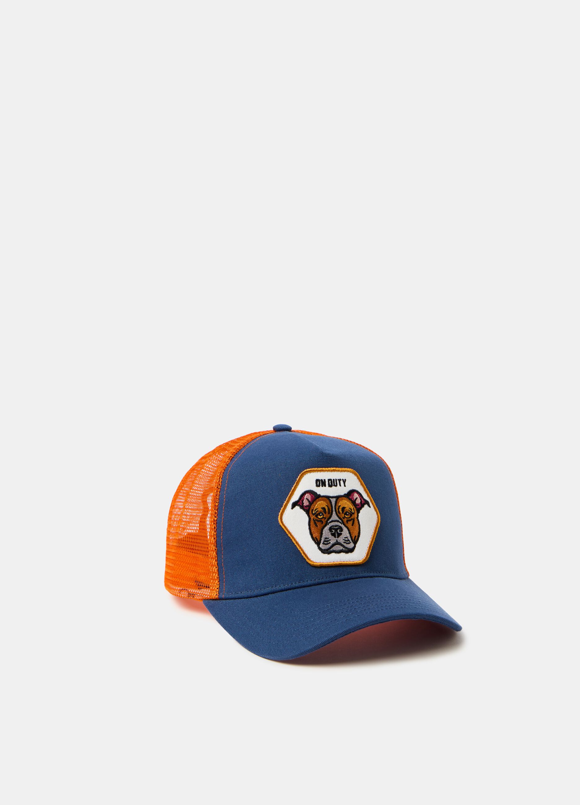 Baseball cap with dog patch