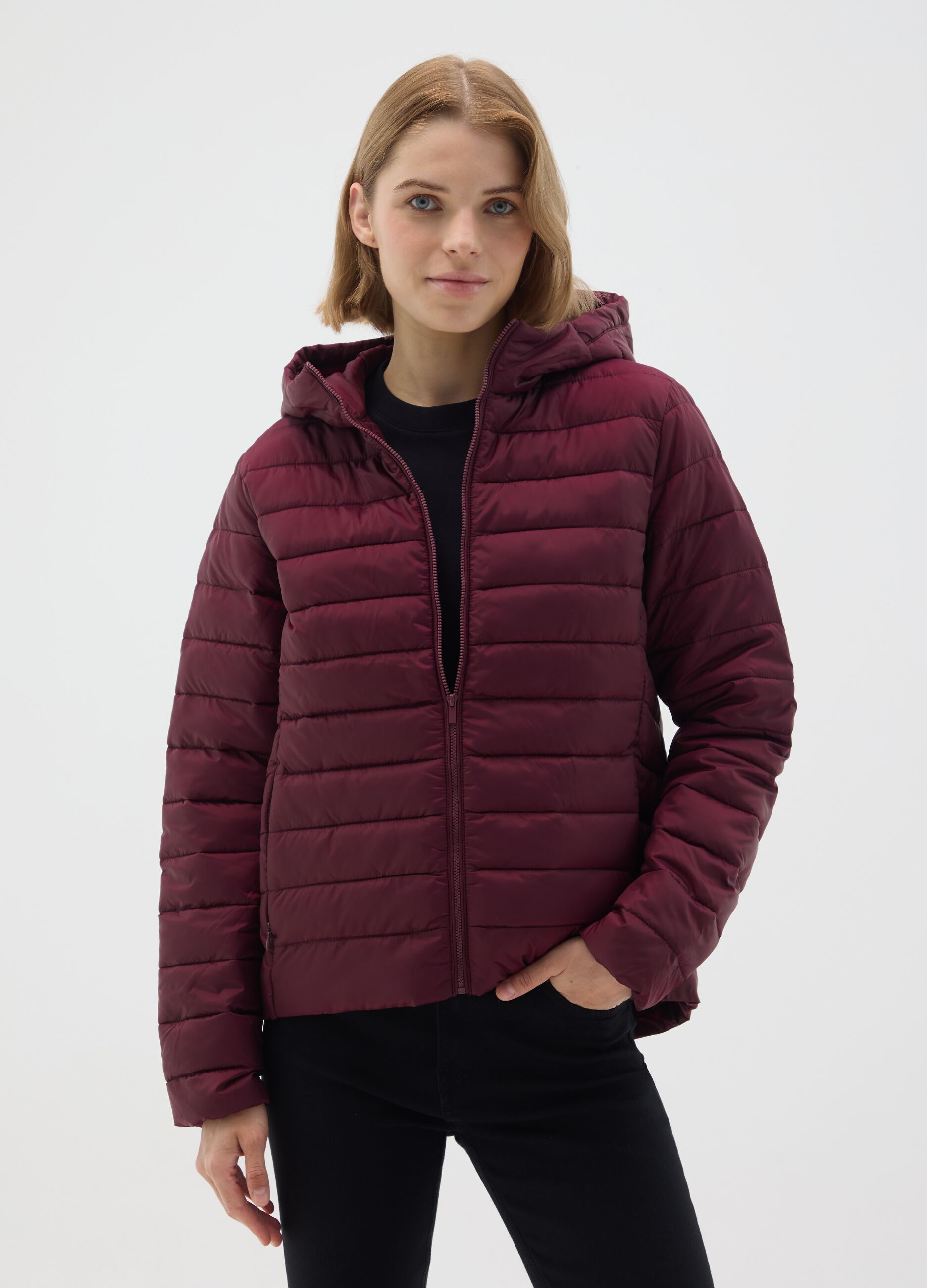 Red mixed regular fit jacket