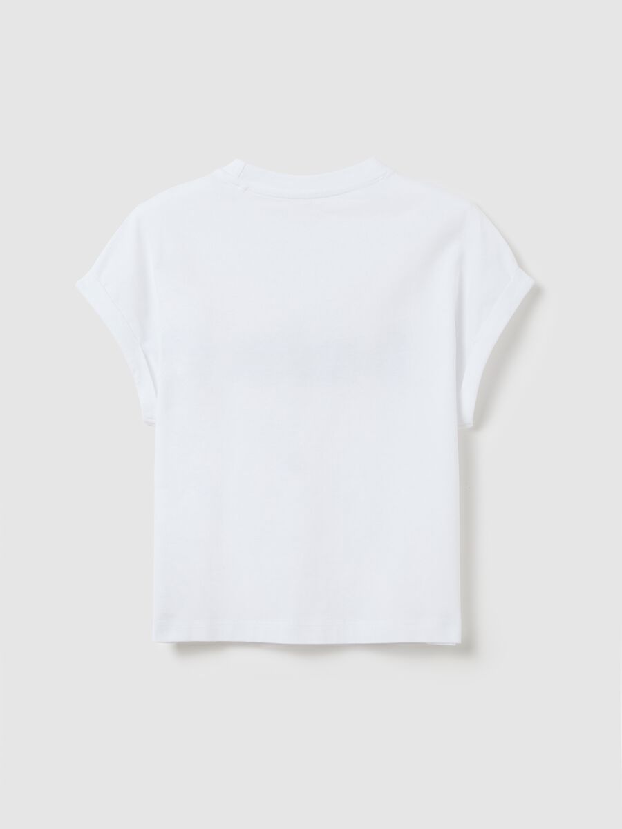 T-shirt da ragazza in puro cotone bianca regular fit con stampa_4